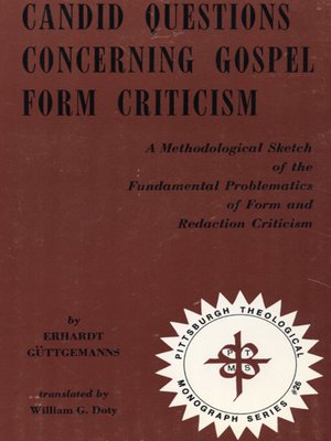 cover image of Candid Questions Concerning Gospel Form Criticism